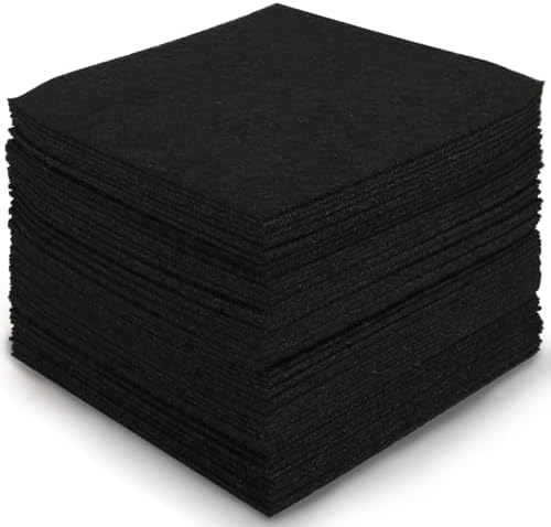 60PCS Felt Sheets Fabric, 4" X 4" Soft Felt Fabric for Crafts Halloween Christmas Fabric Fall Felt Squares for DIY and Sewing Projects (Black)