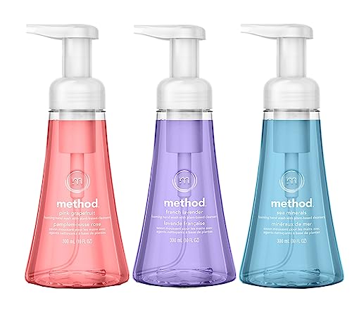 Method Foaming Hand Soap 3 Scent Variety Pack, Pink Grapefruit, French Lavender1 Sea Minerals, 10 oz each. 3 Count (Variety Pack)