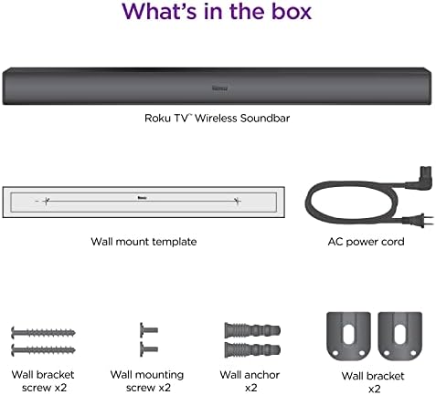 Roku TV Wireless Soundbar, Soundbar Exclusively for RokuTV with Enhanced Stereo Sound, Clear Dialogue, and Simple Wireless Setup