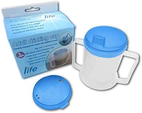 LIFE Healthcare Adult Drinking Cup for Elderly – 300ml Non Spill Cups – Dishwasher Safe Non-BPA Plastic Two Handled Cup for Elderly – Plastic Beakers for Adults, Disability People