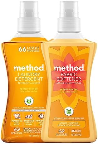 Method Laundry Variety Pack Laundry Detergent, fabric Softener 53.5 Fl Oz (Ginger Mango)