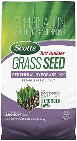 Scotts Turf Builder Grass Seed Perennial Ryegrass Mix with Fertilizer and Soil Improver, Establishes Quickly, 5.6 lbs.