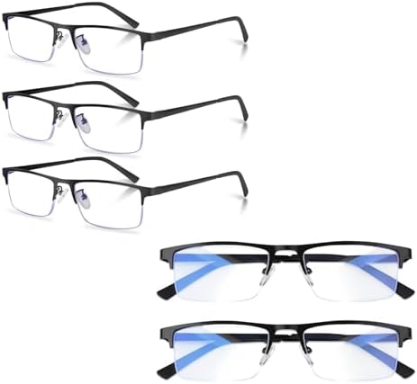 3-Pack Reading Glasses Bundles Lightweight Metal Half Frame Blue Light Blocking Glasses