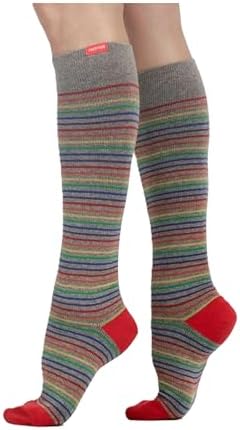 VIM & VIGR Cotton 20-30 mmHg Graduated Compression Socks (ROYGBIV Pinstripe, Large/X-Large (3)) (ROYGBIV, 3)