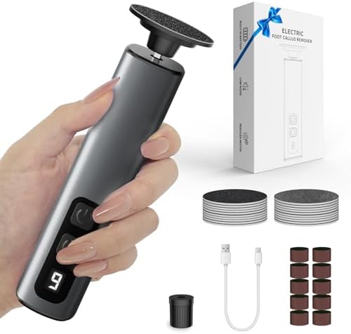 Electric Callus Remover for Feet,Professional Foot File Scraper with 9 Adjustable Speeds,Rechargeable Pedicure Tool with Replacement Sandpaper Discs for Dead Skin Calluses