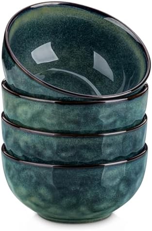 vancasso Starry 24oz Bowls for Soup, Ceramic Deep Soup Bowls Set of 4, Green Cereal Bowls Set for Kitchen, Salad Bowls Set, Pasta Oatmeal Bowls, Lead-free, Dishwasher & Microwave Oven Safe
