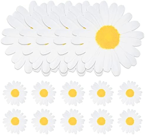 50 Pieces Disposable Daisy Floral Paper Place Mats Spring Summer Flower Chargers Table Mat Yellow Sun Flower Shaped Paper Placemats for Wedding Bridal Baby Shower Party Decoration 13”x 13”