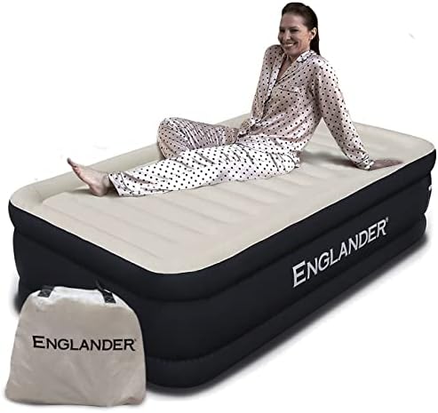 Englander Twin Air Mattress - Double High, 300 LB Capacity Luxury Camping Mattress with Built-in Pump, Waterproof and Microfiber