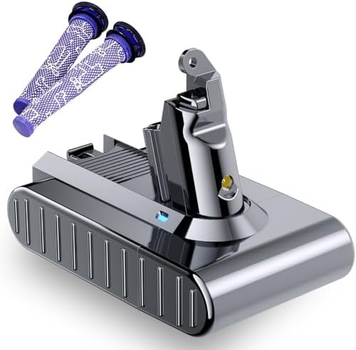 6.0Ah 21.6V Replacement for Dyson V6 Battery Compatible with 967810-23 VTC4 SV03 SV04 SV05 SV06 SV07 SV09 DC58 DC59 DC61 DC62 DC72 Animal V6 Absolute V6 Motorhead Handheld Vacuum + 2 Filters