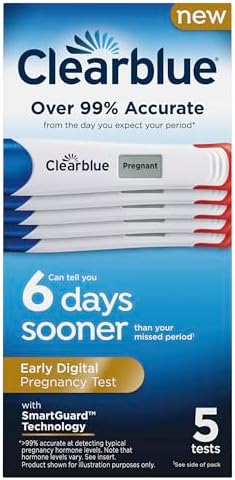 Clearblue Early Digital Pregnancy Test, Early Detection at Home Pregnancy Test, 5 Ct
