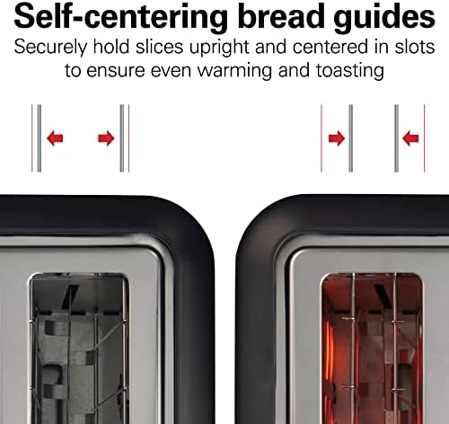 Hamilton Beach Gourmet 2 Slice Slot Toaster with Extra Long & Wide Slots, Sure-Toast Technology, Shade Selector, Bagel Setting, Matte Black and Stainless Steel (22996)