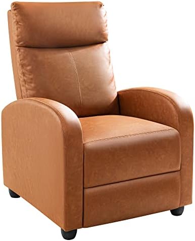 Homall Recliner Chair, Recliner Sofa PU Leather for Adults, Recliners Home Theater Seating with Lumbar Support, Reclining Sofa Chair for Living Room (Khaki, Leather)