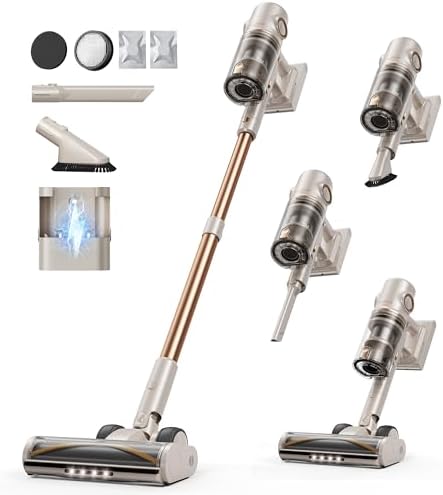 Cordless Vacuum Cleaner,80Mins/50kpa Vacuum Cleaners for Home,Stick Vacuums with Self-Standing,Touch Screen,LED Headlights, Anti-tangle,Rechargeable,Lightweight,for Carpet,Hard Floor, Pet Hair(P7 Pro)