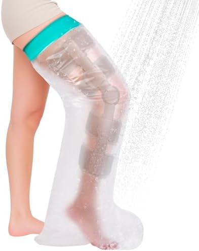 Waterproof Leg Cast Cover for Showering, Reusable Shower Sleeve for Full Leg After Surgery, Watertight Non-Slip Adult Fracture Protector Bag, Water Proof Medical Covers for Thigh/Knee/Wound/Bandages