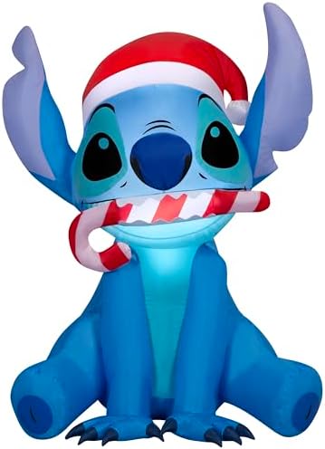 Gemmy Christmas Inflatable Stitch in Santa Hat, 3 ft Tall, Multi