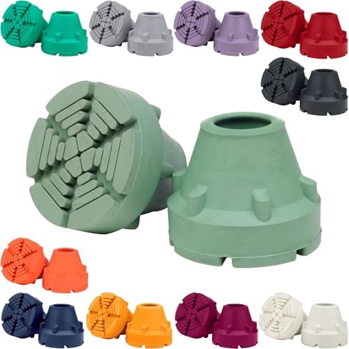 Crutch Tips & Cane Tip – 1 Size Fits All 3/4" 7/8” Inch - Extreme Grip Heavy Duty Universal Sizing Crutches Shafts Longest Lasting High Performance Rubber Non-Slip (Army Green)