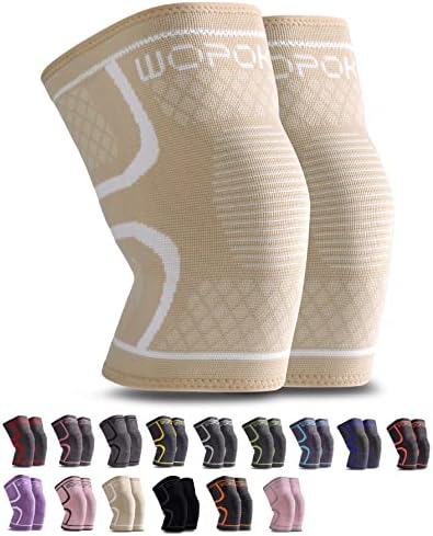 Knee Brace Sleeves for Weightlifting Working out, Knee Pain Relief for Meniscus Tear Arthritis ACL MCL (2 Pack)