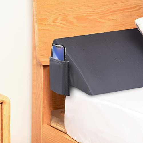 King Size Bed Wedge Pillow for Headboard/Bed Gap Filler/Headboard Pillow/Mattress Wedge Close The Gap (0-8") with Memory Foam, Between Your Mattress and Headboard(Gray)