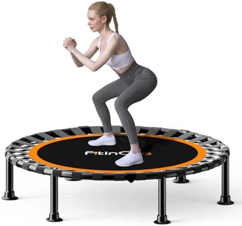 40"/48" Foldable Mini Trampoline Load 330lbs, Portable Exercise Rebounder with Durable Bungee Band, Fitness Trampoline for Adults and Kids