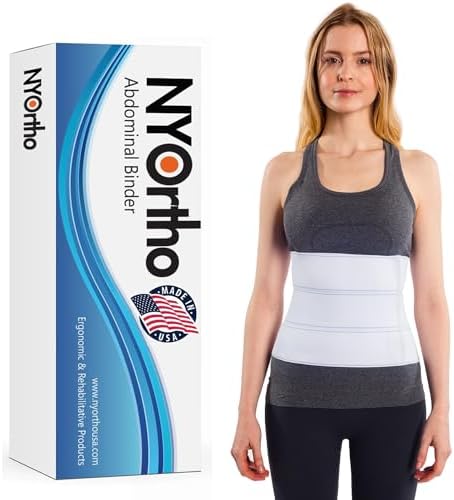 NYOrtho Abdominal Binder 12" 4-Panel - Post-Surgery Compression Belt for Men and Women - Abdominal Support Wrap for Hernia, Back Pain, Muscle Strain, Injury Recovery - Latex-Free - USA (45"-60")