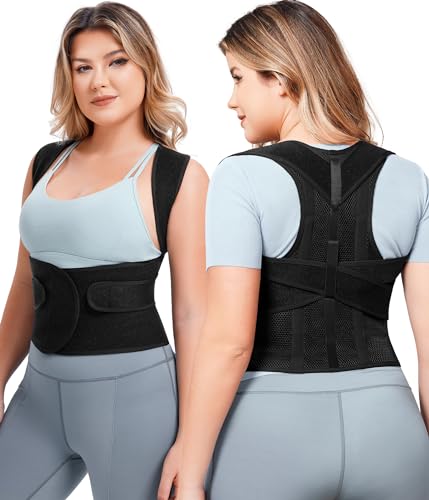 URSEXYLY Back Brace Posture Corrector for Women Adjustable Shoulder Straightener Full Back Support Upper and Lower Back Pain Relief,Spine Back Straightener Posture Corrector (Black, Small)