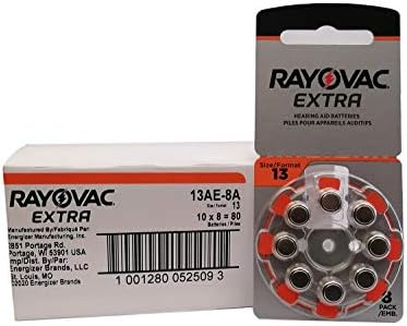 80 Rayovac Extra Mercury Free Hearing Aid Batteries Size 13 (80 BATTERIES)