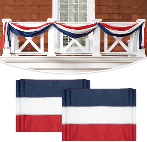 2Pack American Bunting Flag 4th of July 2x20Ft USA Patriotic Banner for Outside Decor Porch Outdoor Red,White & Blue Bunting Decorate Home Garden Décor Independence Day Memorial Days