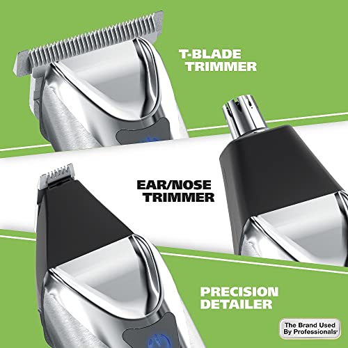 Wahl USA Stainless Steel Lithium-Ion Cordless Beard Trimmer for Men - Rechargeable All in One Men's Beard Trimmer with Rotary Ear & Nose Trimmer, & Detail Trimmer - Model 9818A