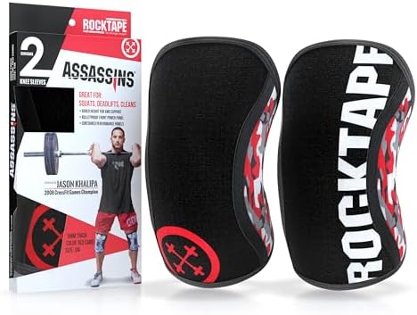 Rocktape Assassins Knee Compression Sleeves, Knee Brace for Weightlifting, Cross Training & Working Out - Reduce Strain & Swelling (2 Sleeves)
