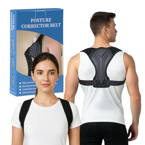 Posture Corrector for Women & Men, Adjustable Upper Back Brace with Anti-Chafing Pads for Neck/Shoulder/Back Pain Relief, Breathable Invisible Posture Brace for Office, Driving, Fitness. (Black, Small)