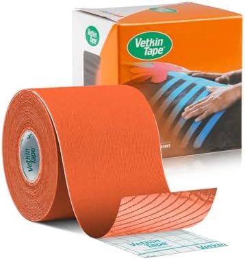 VETKIN VetkinTape Canine & Equine Kinesiology Tape | Veterinary Medical Tape | Vet Wrap for Joint Support & Pet Care | Self Adhesive Bandage Wrap | Orange | 2.4in | (Pack of 1)