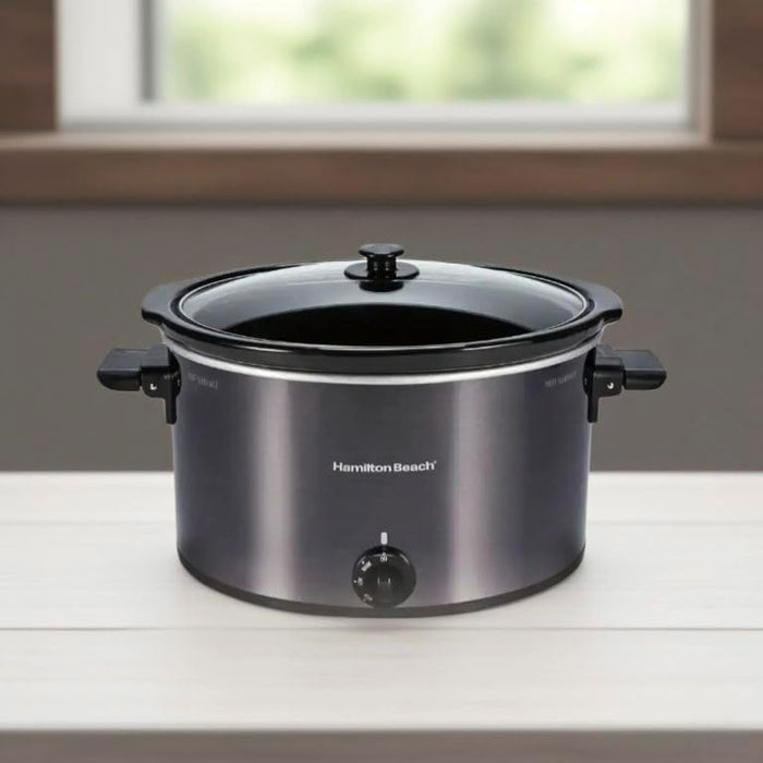 Hamilton-Beach 10 Quart Slow Cooker Black, Large Capacity with Lid Lock, Manual Temperature Control, Dishwasher Safe Stoneware, Keep Warm Setting, Perfect for Roasts, Stews, and Soups