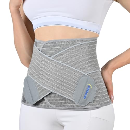 Abdominal Binder Post Surgery Postpartum Belly Band, C-section Belly Binder, Girdle for Postnatal, Adjustable Belly Wrap, Back Pain Relief (Polyester Made with Charcoal Fiber)