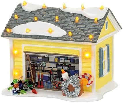 Department 56 Snow Village National Lampoon Christmas Vacation the Griswold Holiday Garage Lit Building, Multicolor, 4.06 Inch, Multicolor