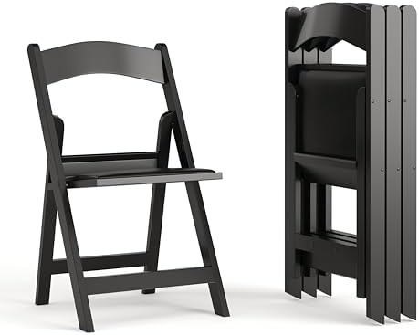 Flash Furniture Hercules Series Folding Chairs for Weddings and Formal Events, Stackable Commercial Event Seats with 1,000-lb. Static Weight Capacity, Set of 4, Black