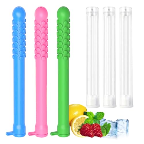 3PCS Chewable Essential Oil Breath Stick for Stress Relief & Fresh Breath – Reusable Aromatherapy Chew Sticks with 9 Replacement Cores, Portable for Travel, Office & Quit Smoking Aid