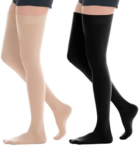 20-30mmHg Compression Stockings, Thigh High Compression Stocking for Women & Men, Medical Compression Socks with Silicone Dot Band-Best Support for Pregnant Varicose Veins