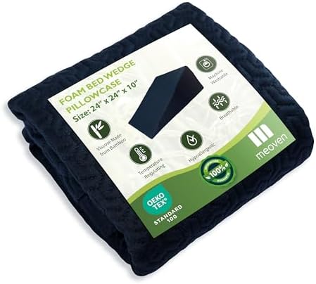 Wedge Pillow Cover for 24x24x10 Bed Wedge Pillow, Hypoallergenic Replacement Case Cover with Zipper & Pockets, Navy Blue