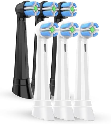 iO Replacement Heads Compatible with Oral B IO, for Oral B IO 2/3/4/5/6/7/8/9/10 Series Electric Toothbrushes,Round bristles Cleans Deep and Protect Teeth and Gums, 3 Black + 3 White