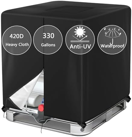 330 Gallon IBC Tote Cover Barlic 420D with Zipper for 1000L Outdoor dustproof Tote Cover Protective Cover Black