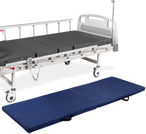 MABOZOO Fall Mats for Elderly, 70"*24"*2" Waterproof Bi-Fold Floor Mat Beveled Bedside Floor Mat Reduce Risk for Elderly & Hospital Patients (Blue