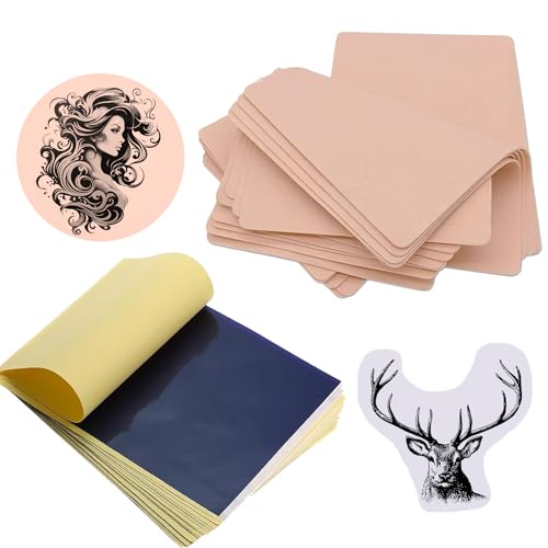 SOTICA Tattoo Skin Practice Kit - 10PCS Tattoo Fake Skins with 20PCS Transfer Papers Piel Sintética Para Tatuar with Stencil Paper