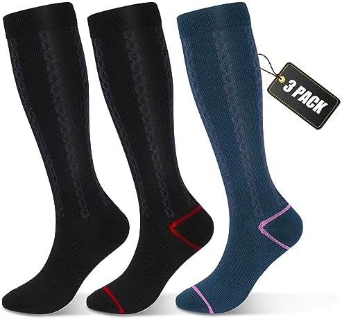 FULLSOFT Medical Graduated 30-40mmHg Compression Socks for Women&Men Circulation Knee High Socks Hiking Running Stockings