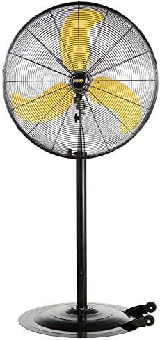 HiCFM 8300 CFM 30 inch Heavy Duty High Velocity Pedestal Oscillating Fan with Powerful 1/3 HP Motor, Ball Bearing, 9 Feet Cord & Turbo Yellow Blade - UL Listed