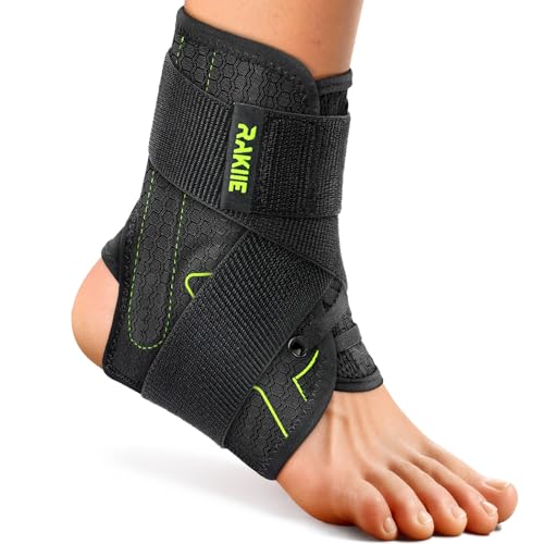 Ankle Brace Basketball, Compression Ankle Brace with Reinforced Metal Support and 3D Silicone Pad, Compression Ankle Sleeve for Running, Basketball, Volleyball, Achilles, Tendon, Sprain, Yellow S (6"-7"/7"-8")