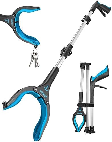 44 Inch Grabber Reacher Tool for Seniors, Foldable Reacher Grabbers Pickup Stick with Anti-Slip 360° Rotating Jaw, 4" Wide Extended Claw with Magnet for Disabled, After Surgery Recovery