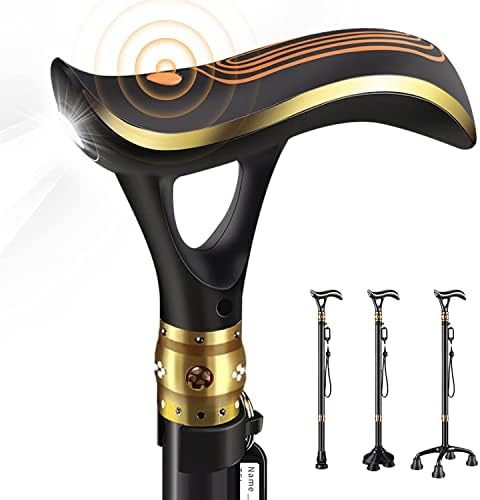 Smart Alarm Walking Cane for Men & Women, Telescopic and Adjustable Walking Sticks for Seniors, USB Direct Charge, with LED Light, One Cane for Three Purposes, Light and Stable