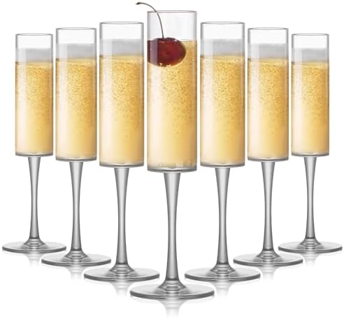 16 Pack Acrylic Champagne Flutes, 5.5 Oz Unbreakable Goblet Glasses Reusable Champagne Toasting Cups - Modern & Elegant for Wedding Party Anniversary Christmas Birthday