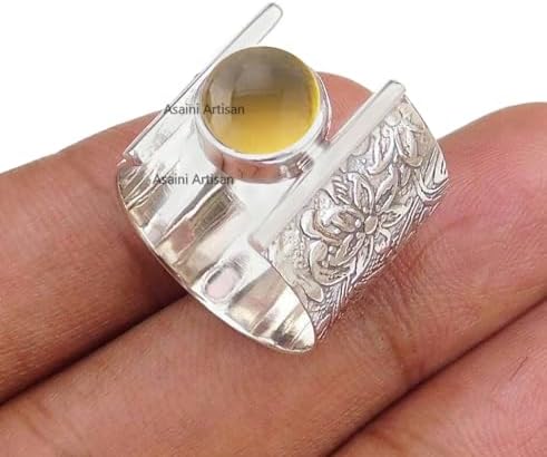 Timeless Elegance: 7MM Round Gemstone Pure 925 Sterling Silver Gift Floral Engraved Ring for Every Occasion