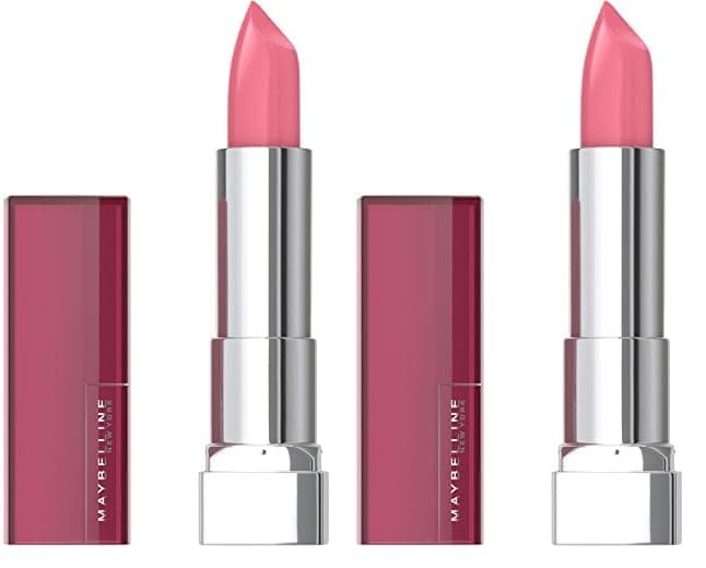 Maybelline Color Sensational Lipstick, Lip Makeup, Cream Finish, Hydrating Lipstick, Nude, Pink, Red, Plum Lip Color, Pink Sand, 0.15 oz; (Packaging May Vary) (Pack of 2)